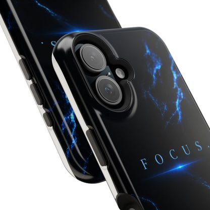 Phone Case for iPhone 17 / 16 / 15 / 14 Pro Max – Discipline | Black Marble Deep Blue | MagSafe Compatible
