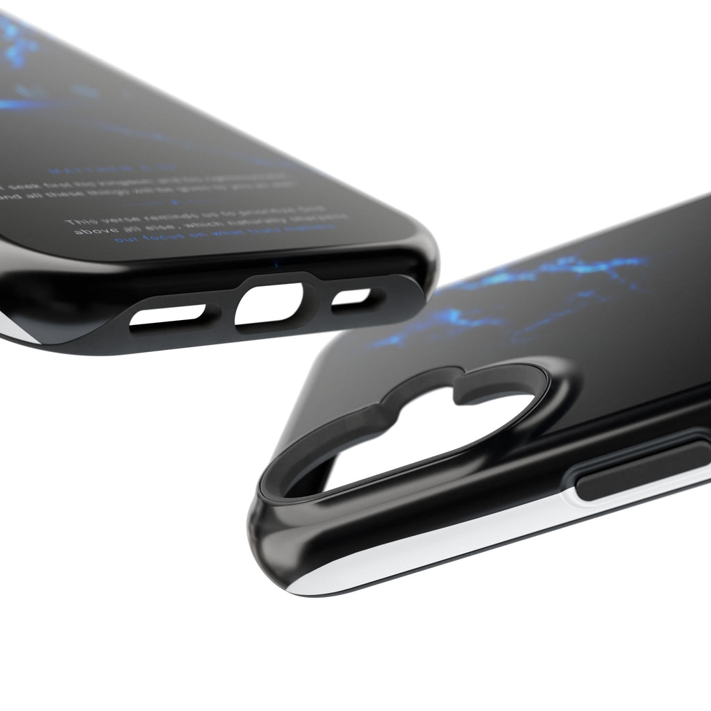 Phone Case for iPhone 17 / 16 / 15 / 14 Pro Max – Discipline | Black Marble Deep Blue | MagSafe Compatible
