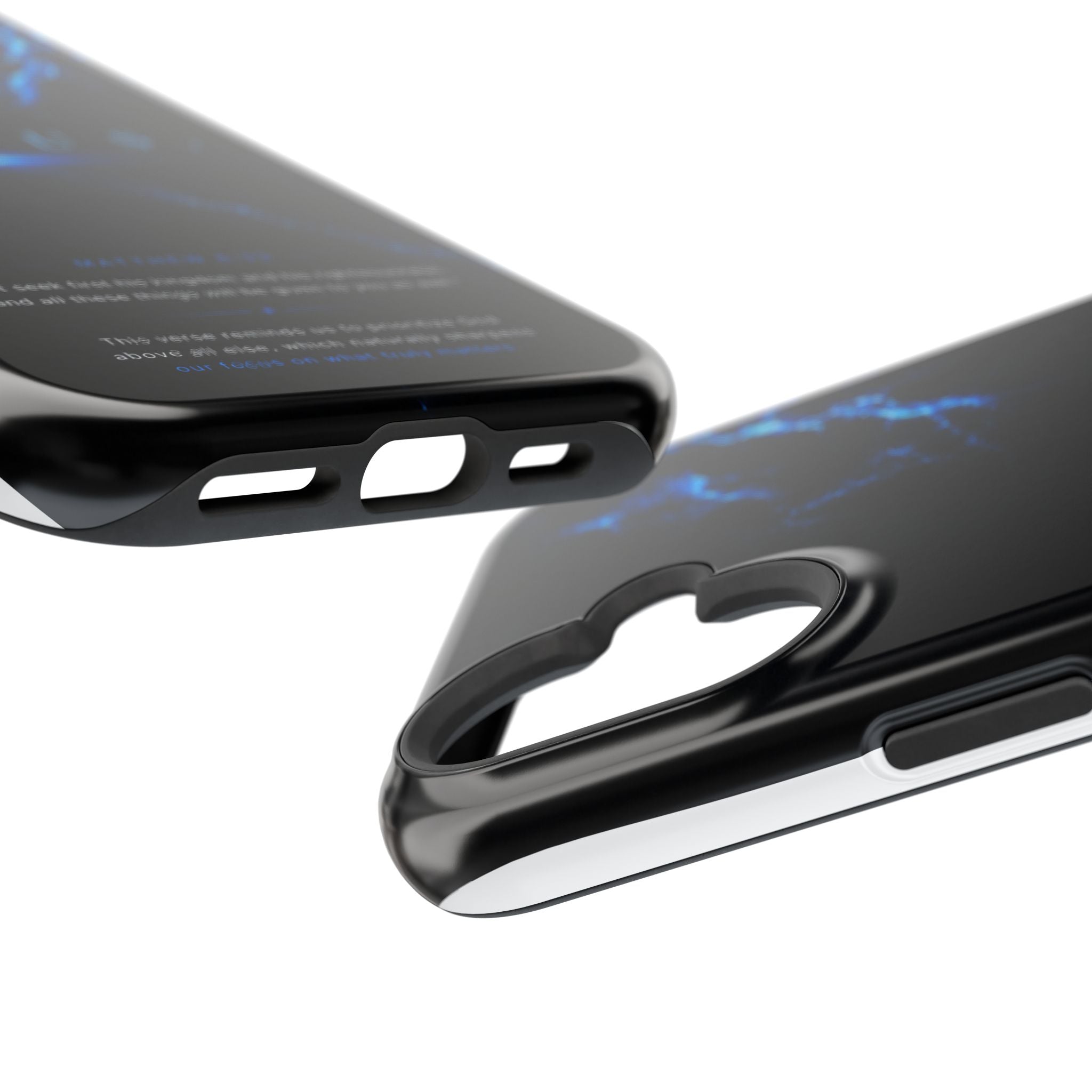 Phone Case for iPhone 17 / 16 / 15 / 14 Pro Max – Discipline | Black Marble Deep Blue | MagSafe Compatible