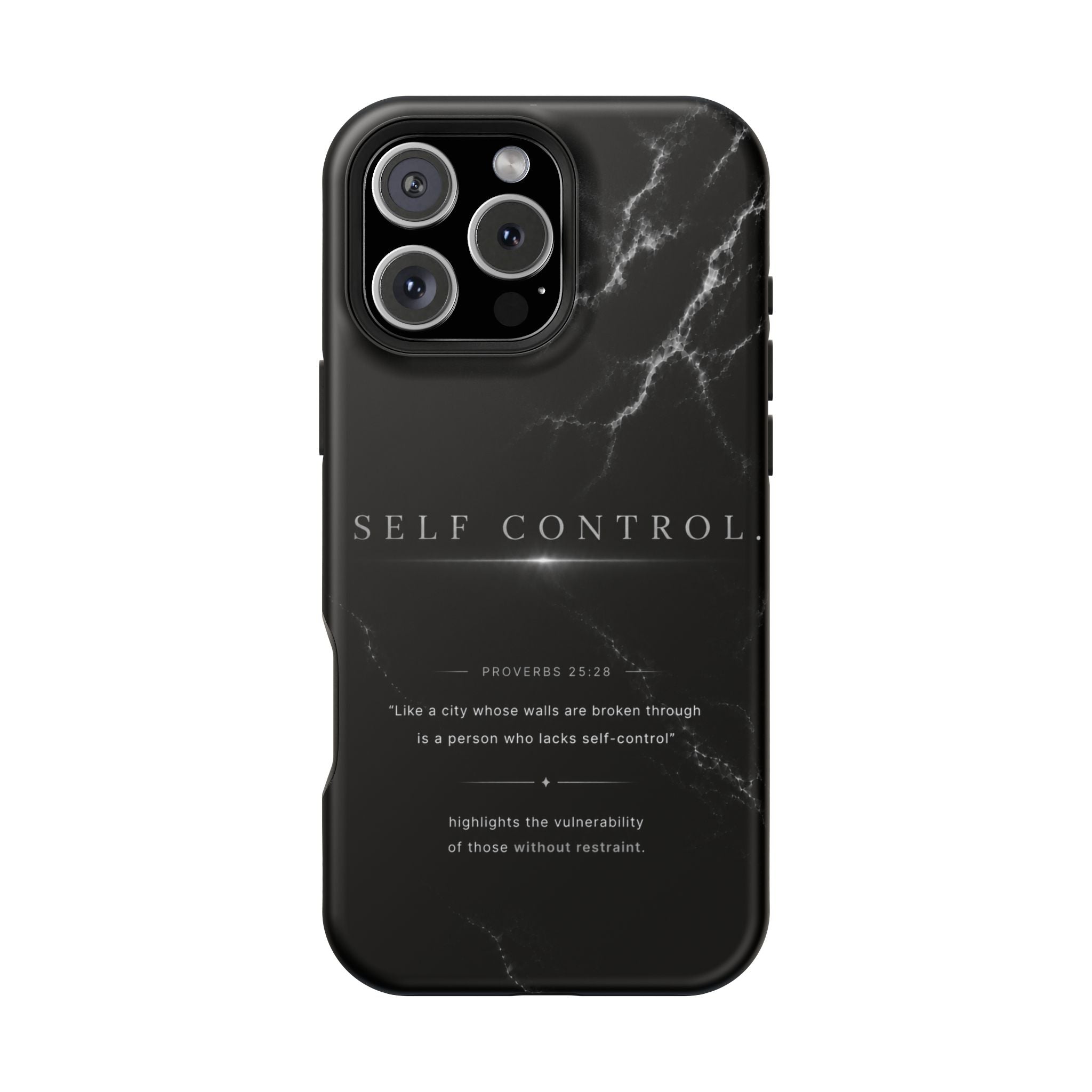 Phone Case for iPhone 17 / 16 / 15 / 14 Pro Max – Discipline | Black Marble Monochrome | MagSafe Compatible