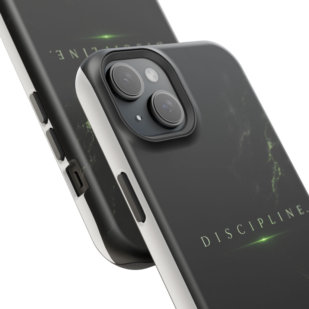 Phone Case for iPhone 17 / 16 / 15 / 14 Pro Max – Discipline | Black Marble Emerald Green | MagSafe Compatible
