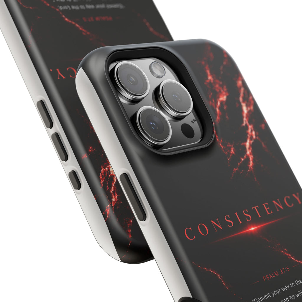 Phone Case for iPhone 17 / 16 / 15 / 14 Pro Max – Discipline | Black Marble Dark Red | MagSafe Compatible