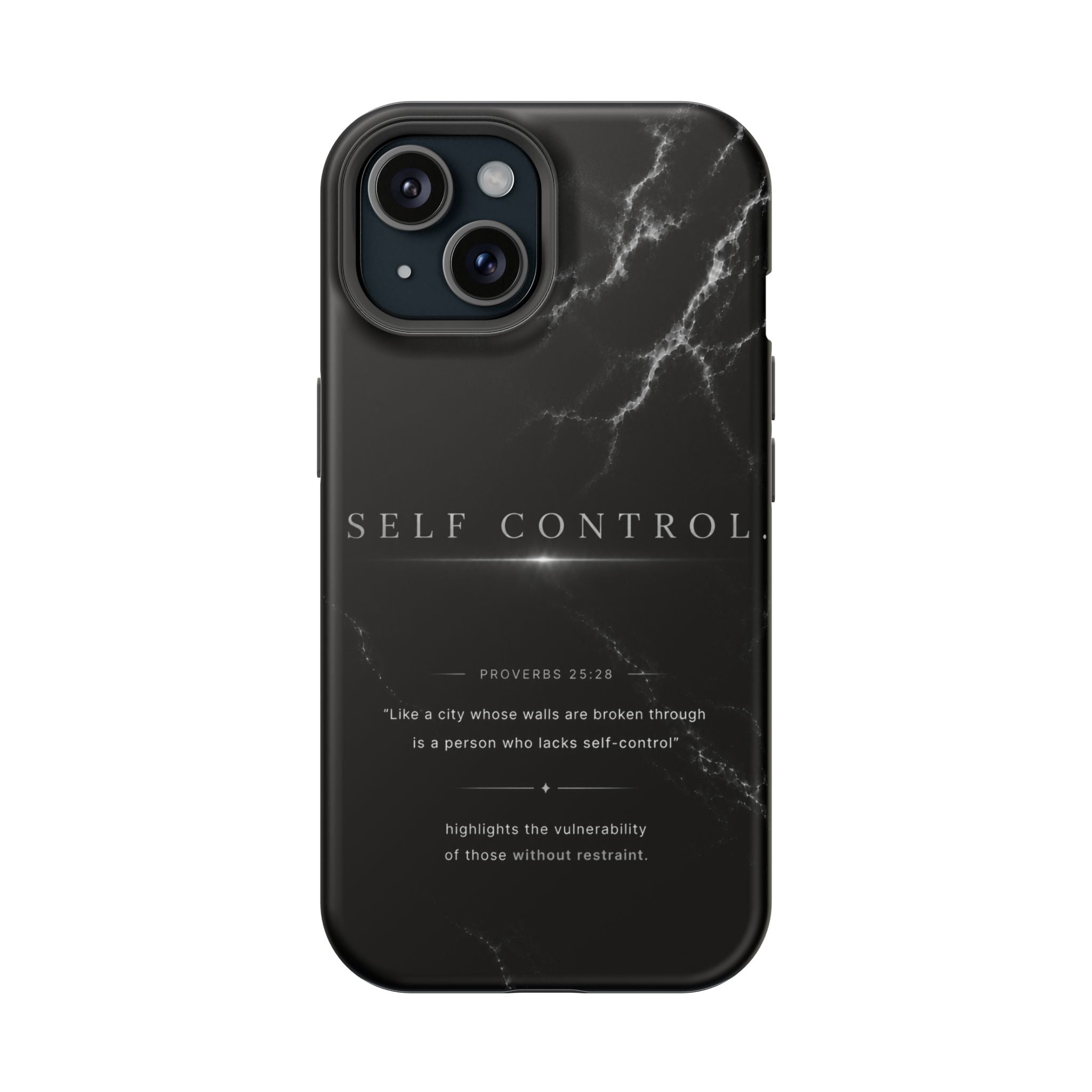 Phone Case for iPhone 17 / 16 / 15 / 14 Pro Max – Discipline | Black Marble Monochrome | MagSafe Compatible