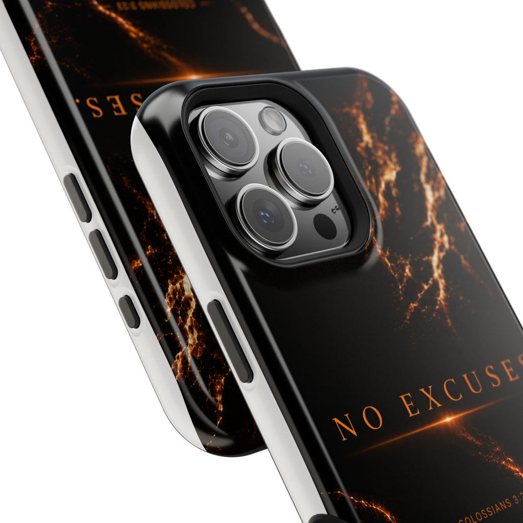 Phone Case for iPhone 17 / 16 / 15 / 14 Pro Max – Discipline | Black Marble Orange | MagSafe Compatible