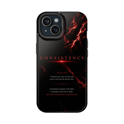 Phone Case for iPhone 17 / 16 / 15 / 14 Pro Max – Discipline | Black Marble Dark Red | MagSafe Compatible