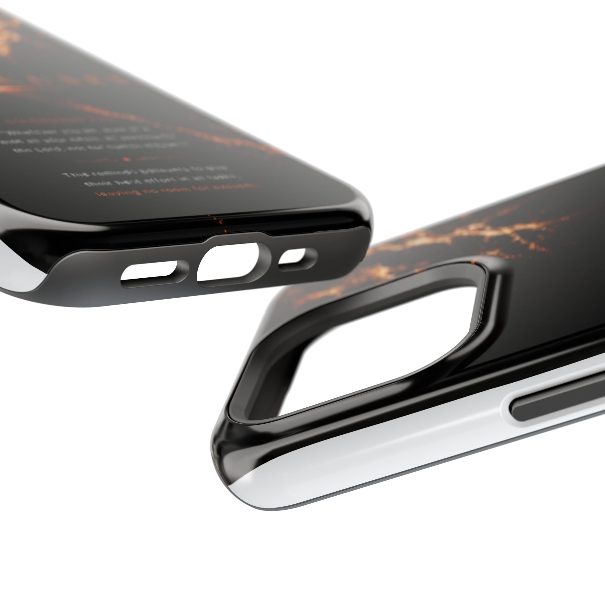 Phone Case for iPhone 17 / 16 / 15 / 14 Pro Max – Discipline | Black Marble Orange | MagSafe Compatible