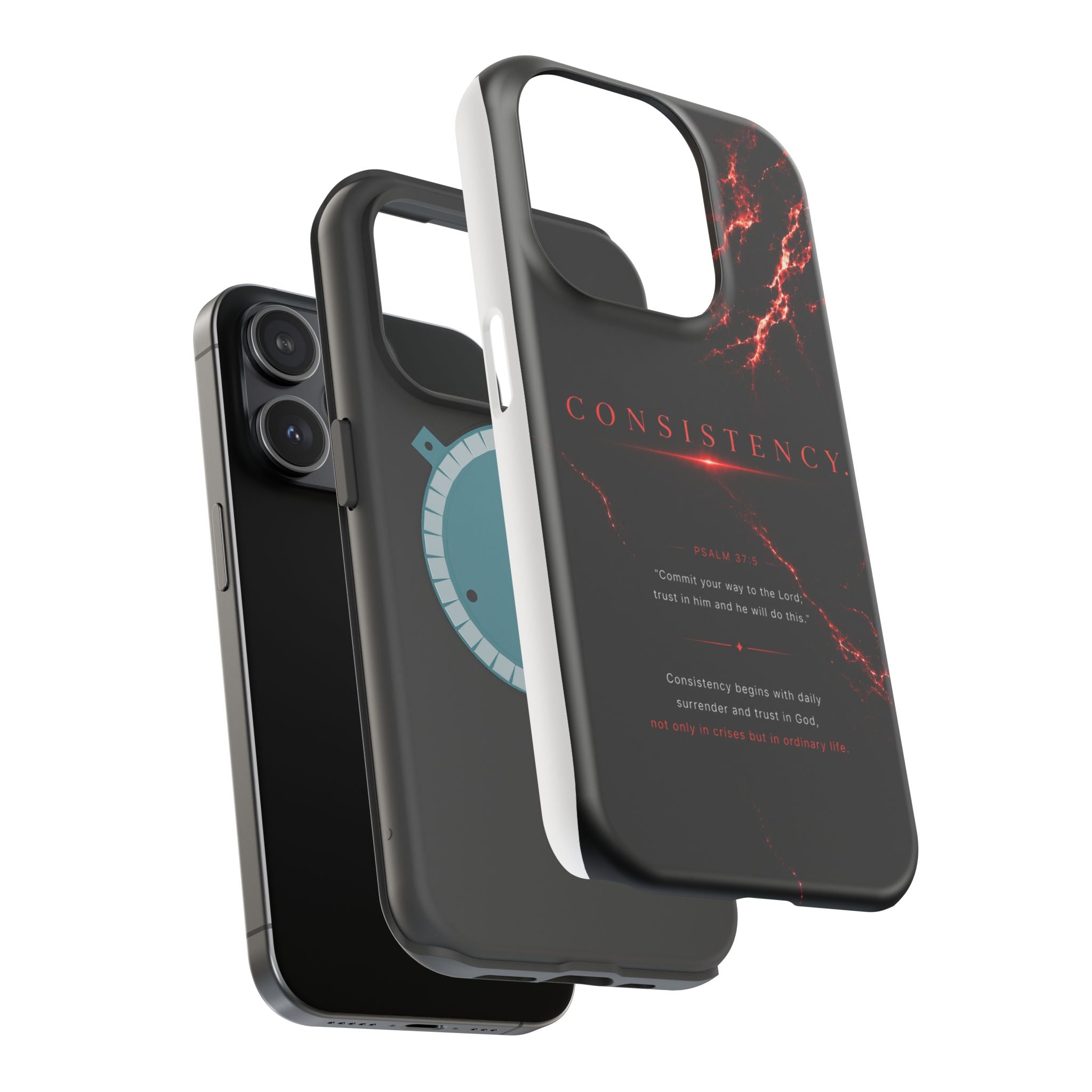 Phone Case for iPhone 17 / 16 / 15 / 14 Pro Max – Discipline | Black Marble Dark Red | MagSafe Compatible