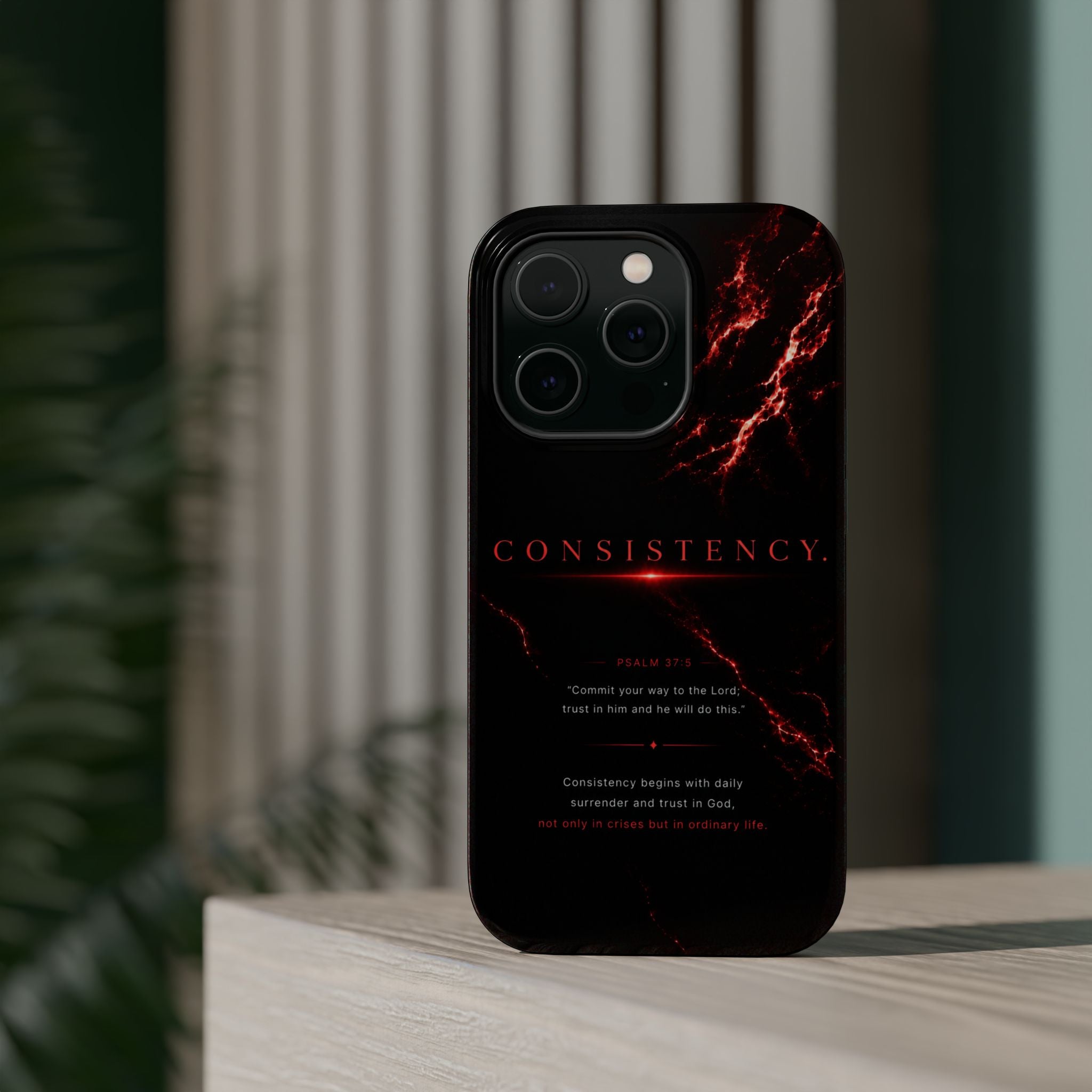 Phone Case for iPhone 17 / 16 / 15 / 14 Pro Max – Discipline | Black Marble Dark Red | MagSafe Compatible