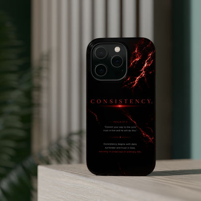 Phone Case for iPhone 17 / 16 / 15 / 14 Pro Max – Discipline | Black Marble Dark Red | MagSafe Compatible