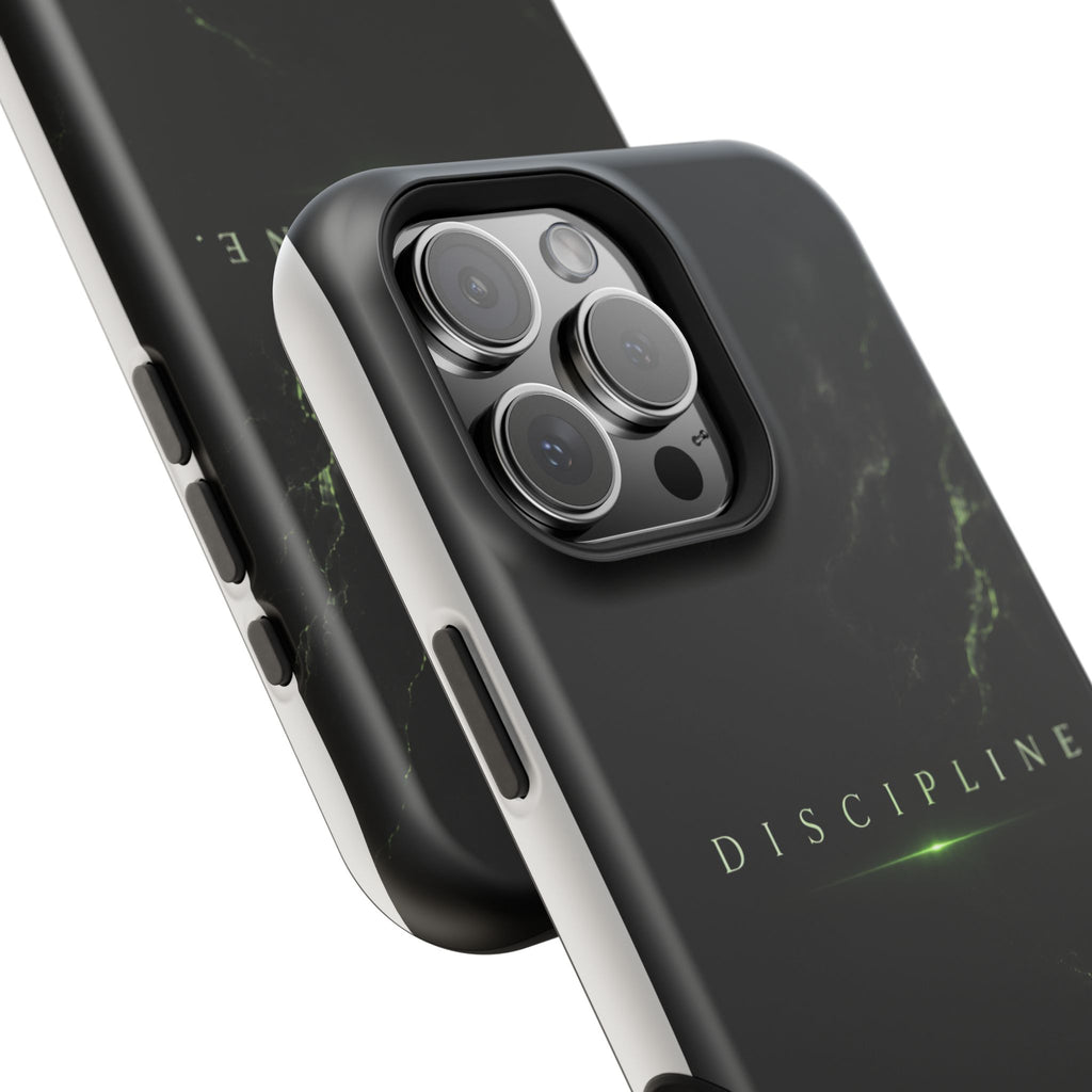 Phone Case for iPhone 17 / 16 / 15 / 14 Pro Max – Discipline | Black Marble Emerald Green | MagSafe Compatible