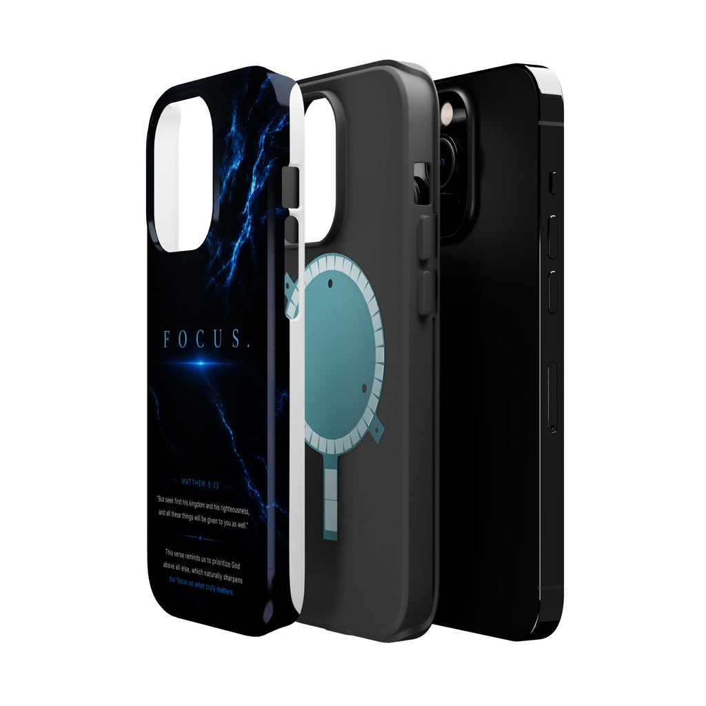 Phone Case for iPhone 17 / 16 / 15 / 14 Pro Max – Discipline | Black Marble Deep Blue | MagSafe Compatible