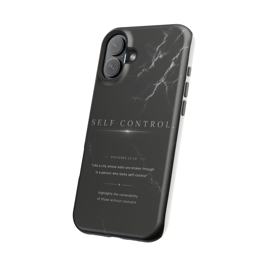 Phone Case for iPhone 17 / 16 / 15 / 14 Pro Max – Discipline | Black Marble Monochrome | MagSafe Compatible