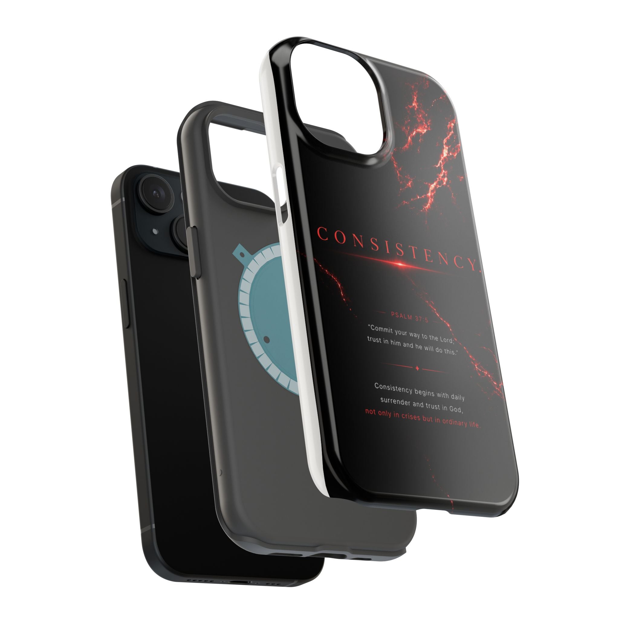 Phone Case for iPhone 17 / 16 / 15 / 14 Pro Max – Discipline | Black Marble Dark Red | MagSafe Compatible