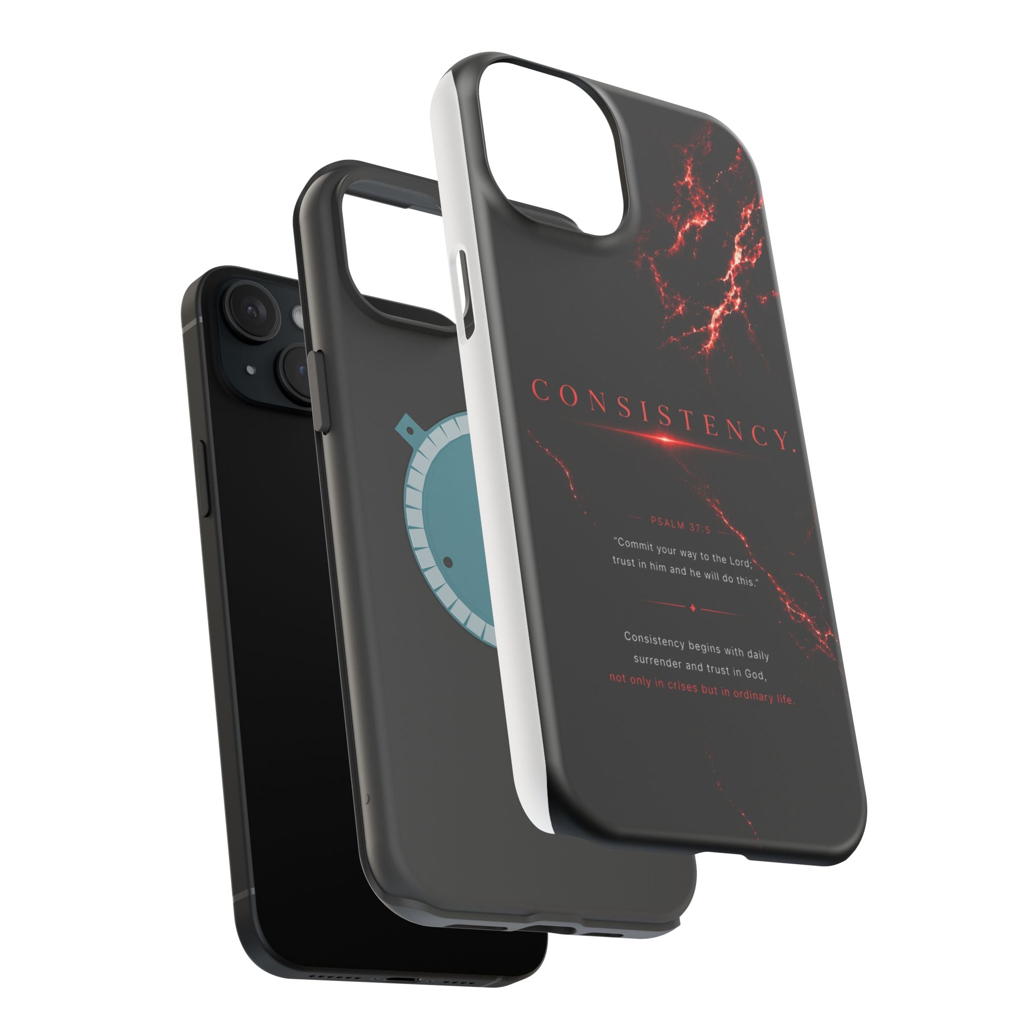 Phone Case for iPhone 17 / 16 / 15 / 14 Pro Max – Discipline | Black Marble Dark Red | MagSafe Compatible