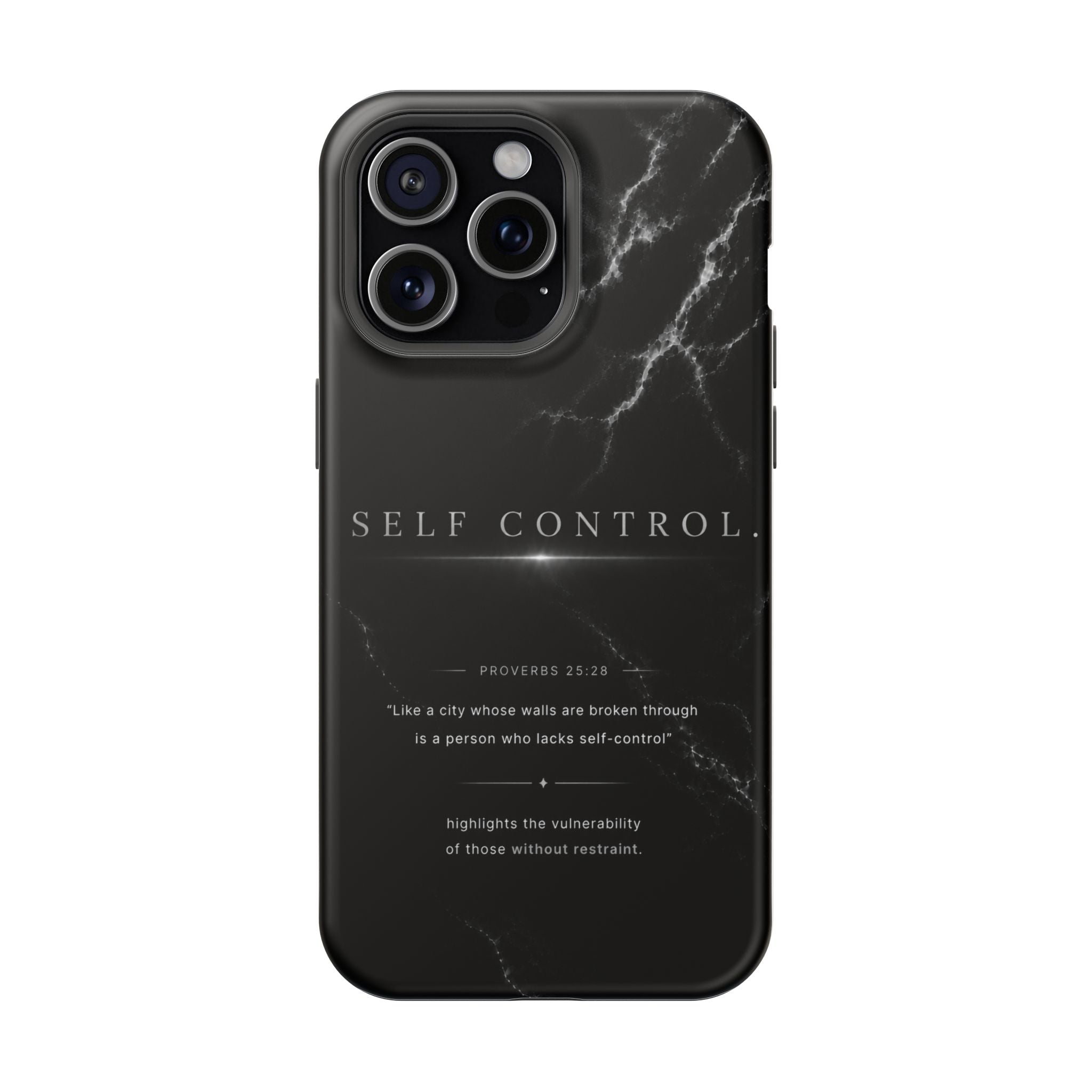 Phone Case for iPhone 17 / 16 / 15 / 14 Pro Max – Discipline | Black Marble Monochrome | MagSafe Compatible