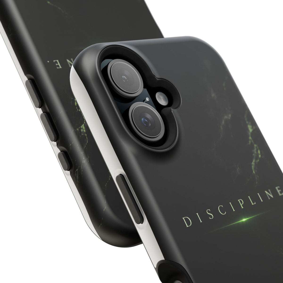 Phone Case for iPhone 17 / 16 / 15 / 14 Pro Max – Discipline | Black Marble Emerald Green | MagSafe Compatible