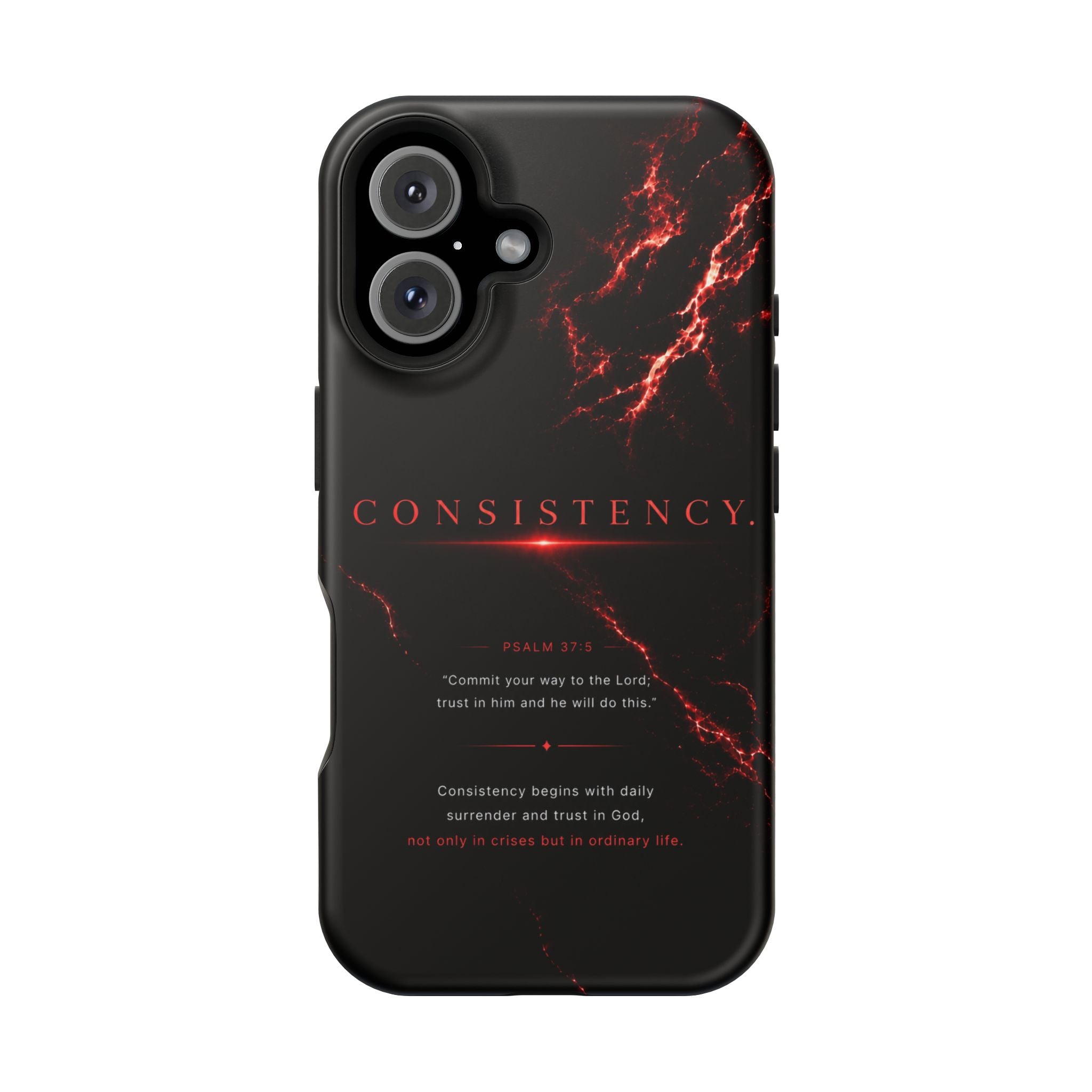 Phone Case for iPhone 17 / 16 / 15 / 14 Pro Max – Discipline | Black Marble Dark Red | MagSafe Compatible
