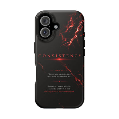 Phone Case for iPhone 17 / 16 / 15 / 14 Pro Max – Discipline | Black Marble Dark Red | MagSafe Compatible