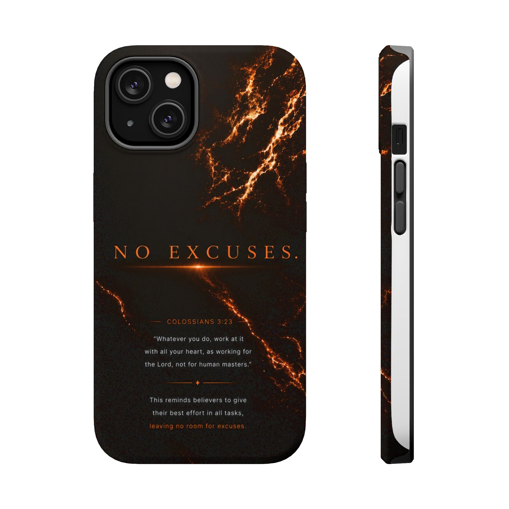 Phone Case for iPhone 17 / 16 / 15 / 14 Pro Max – Discipline | Black Marble Orange | MagSafe Compatible