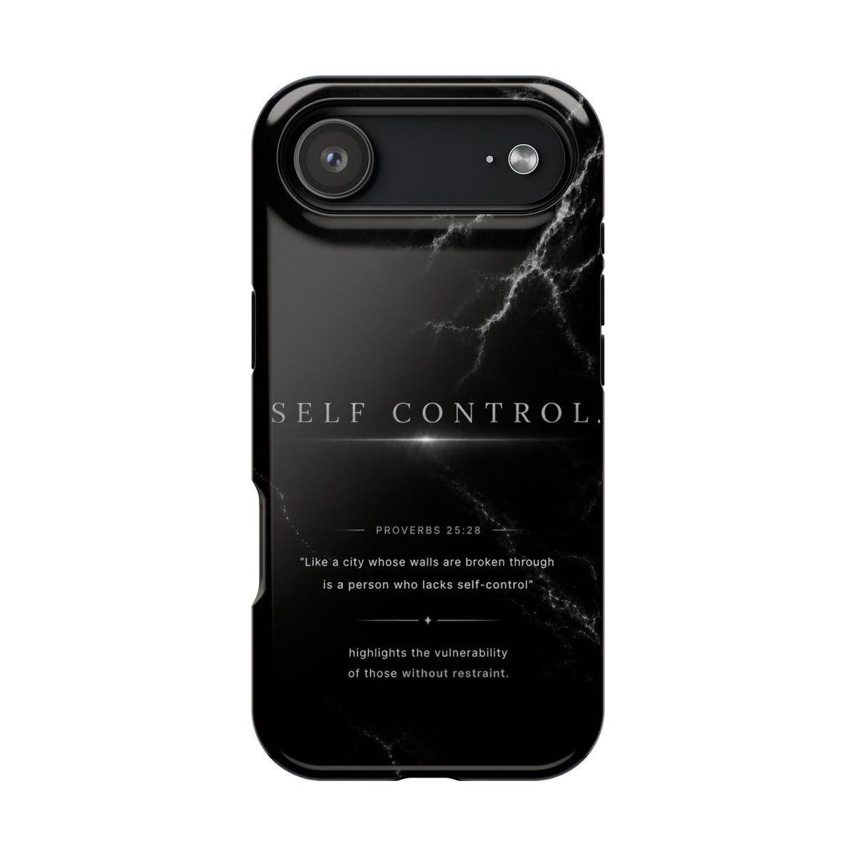 Phone Case for iPhone 17 / 16 / 15 / 14 Pro Max – Discipline | Black Marble Monochrome | MagSafe Compatible