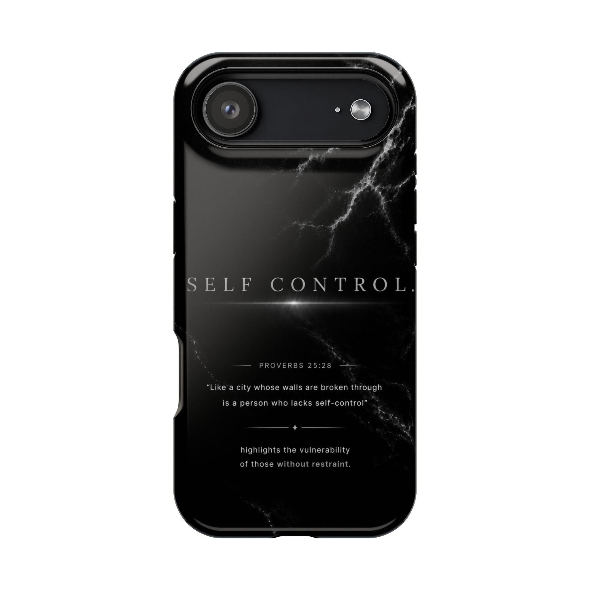 Phone Case for iPhone 17 / 16 / 15 / 14 Pro Max – Discipline | Black Marble Monochrome | MagSafe Compatible