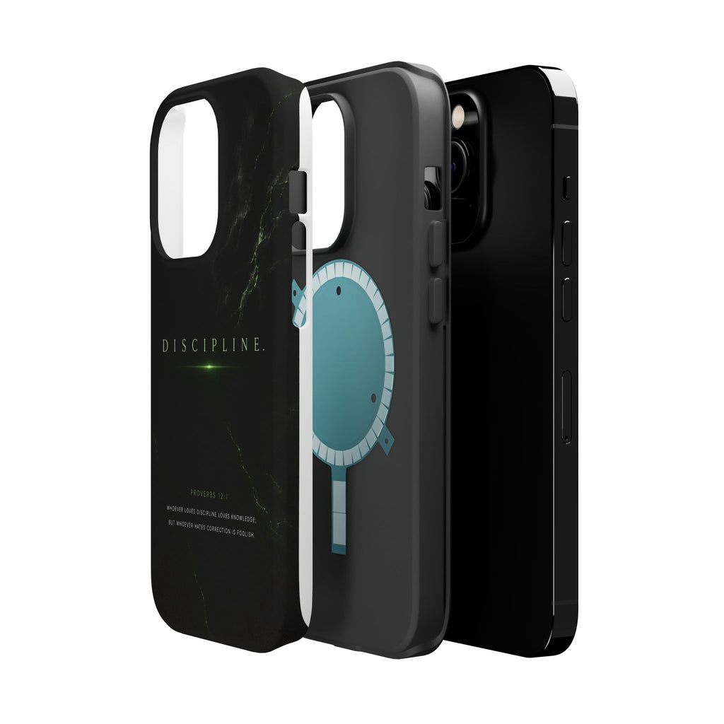 Phone Case for iPhone 17 / 16 / 15 / 14 Pro Max – Discipline | Black Marble Emerald Green | MagSafe Compatible