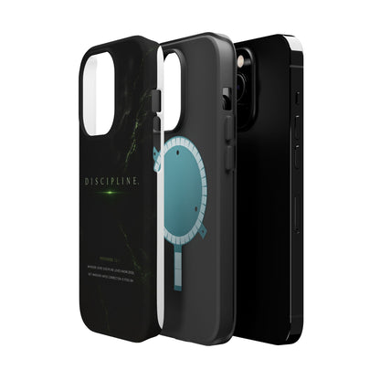 Phone Case for iPhone 17 / 16 / 15 / 14 Pro Max – Discipline | Black Marble Emerald Green | MagSafe Compatible