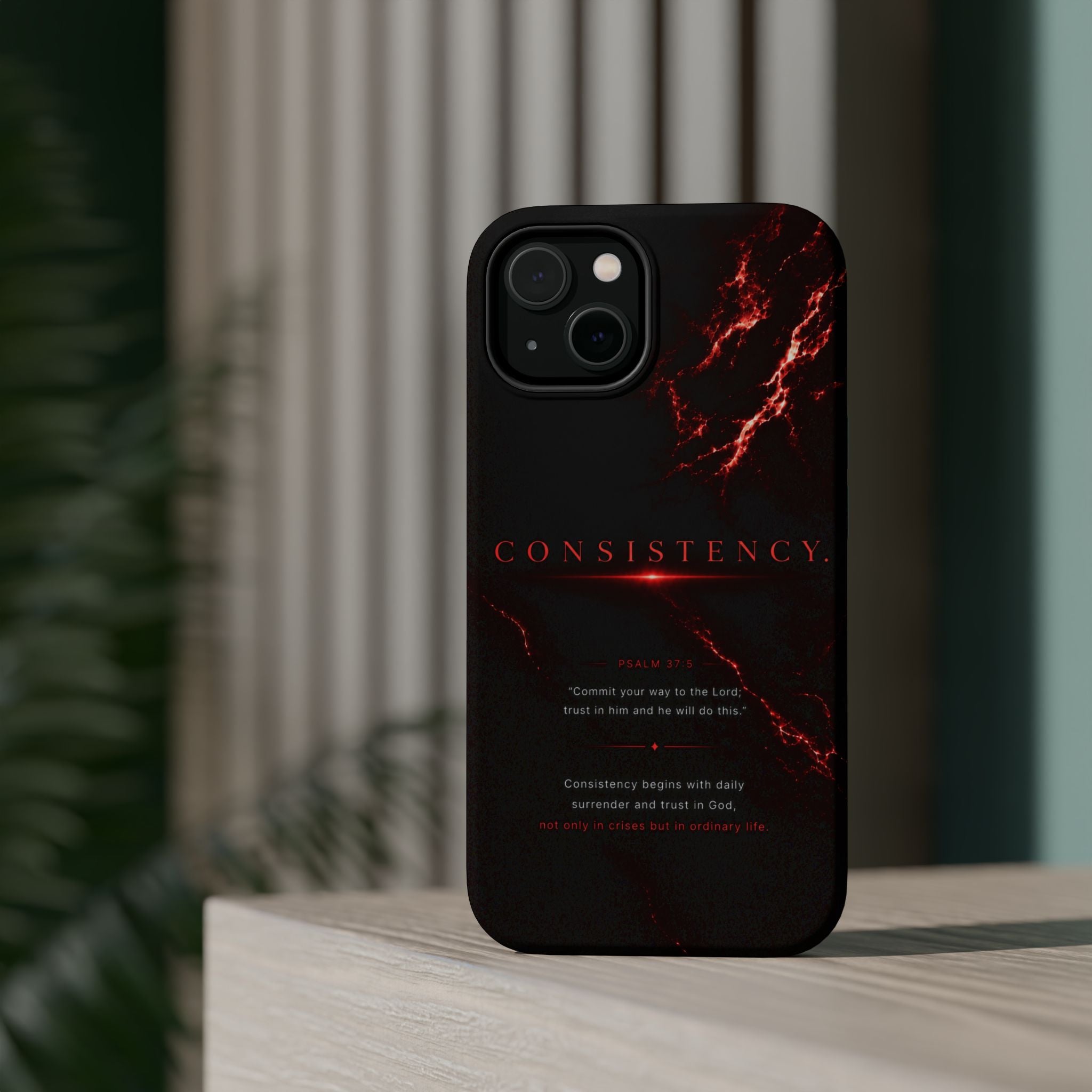 Phone Case for iPhone 17 / 16 / 15 / 14 Pro Max – Discipline | Black Marble Dark Red | MagSafe Compatible