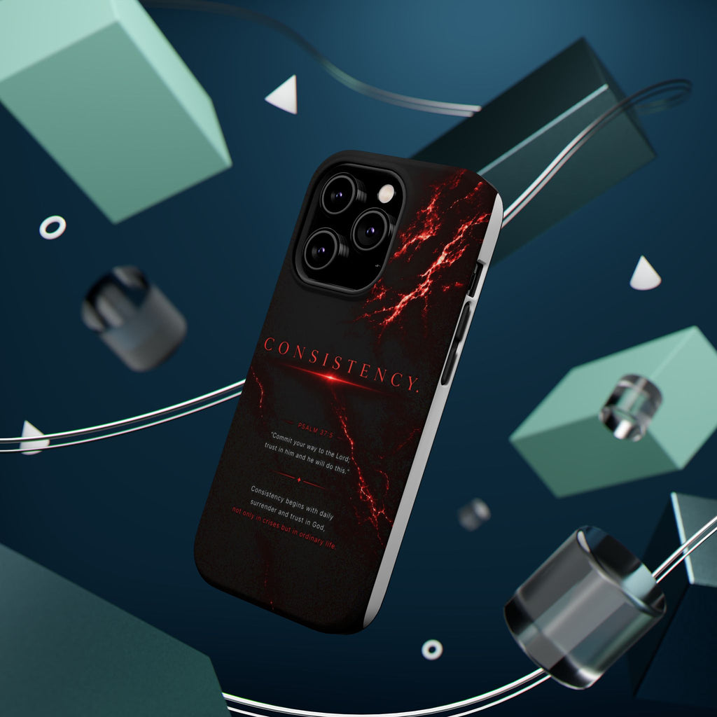 Phone Case for iPhone 17 / 16 / 15 / 14 Pro Max – Discipline | Black Marble Dark Red | MagSafe Compatible