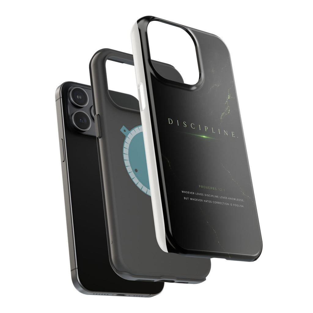 Phone Case for iPhone 17 / 16 / 15 / 14 Pro Max – Discipline | Black Marble Emerald Green | MagSafe Compatible