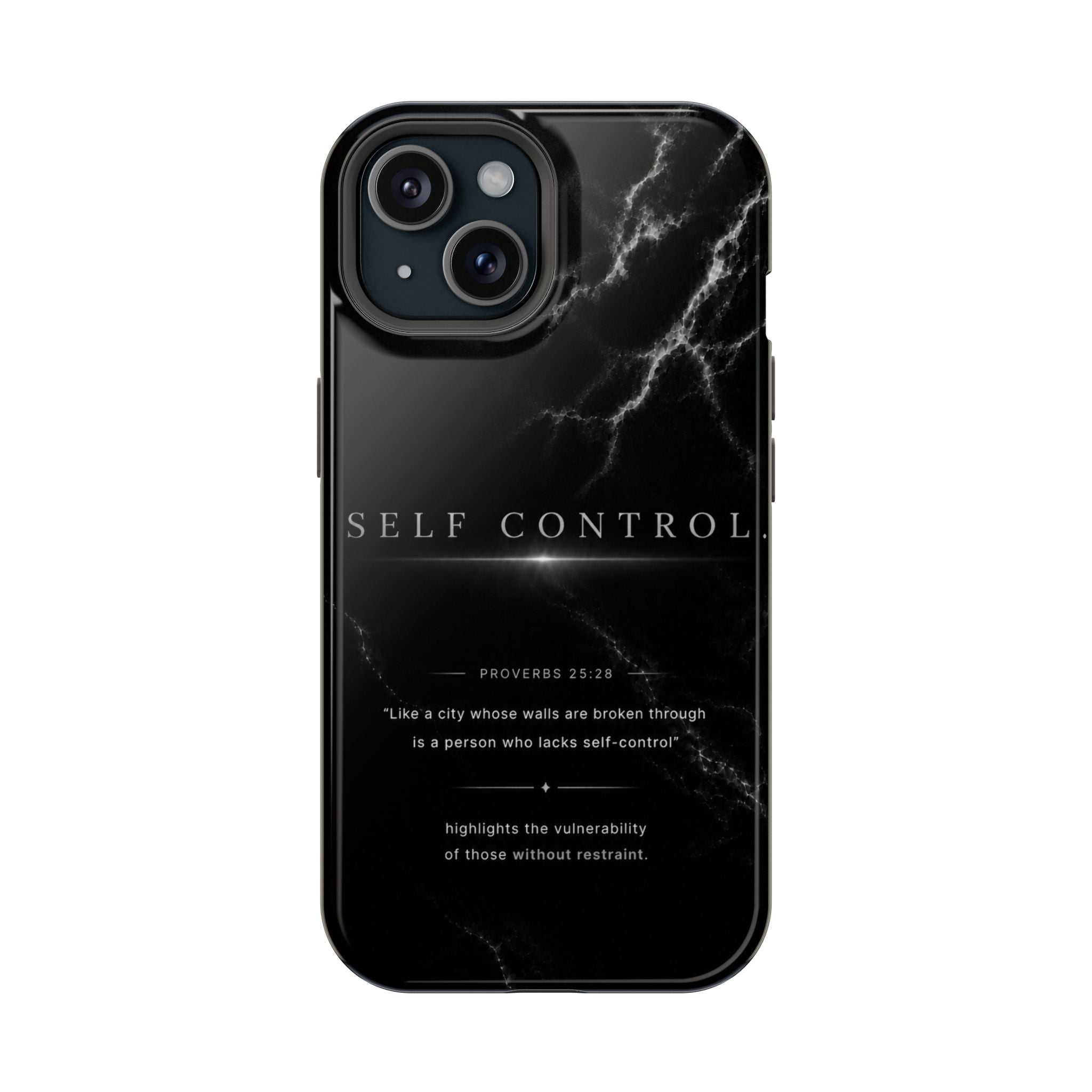 Phone Case for iPhone 17 / 16 / 15 / 14 Pro Max – Discipline | Black Marble Monochrome | MagSafe Compatible