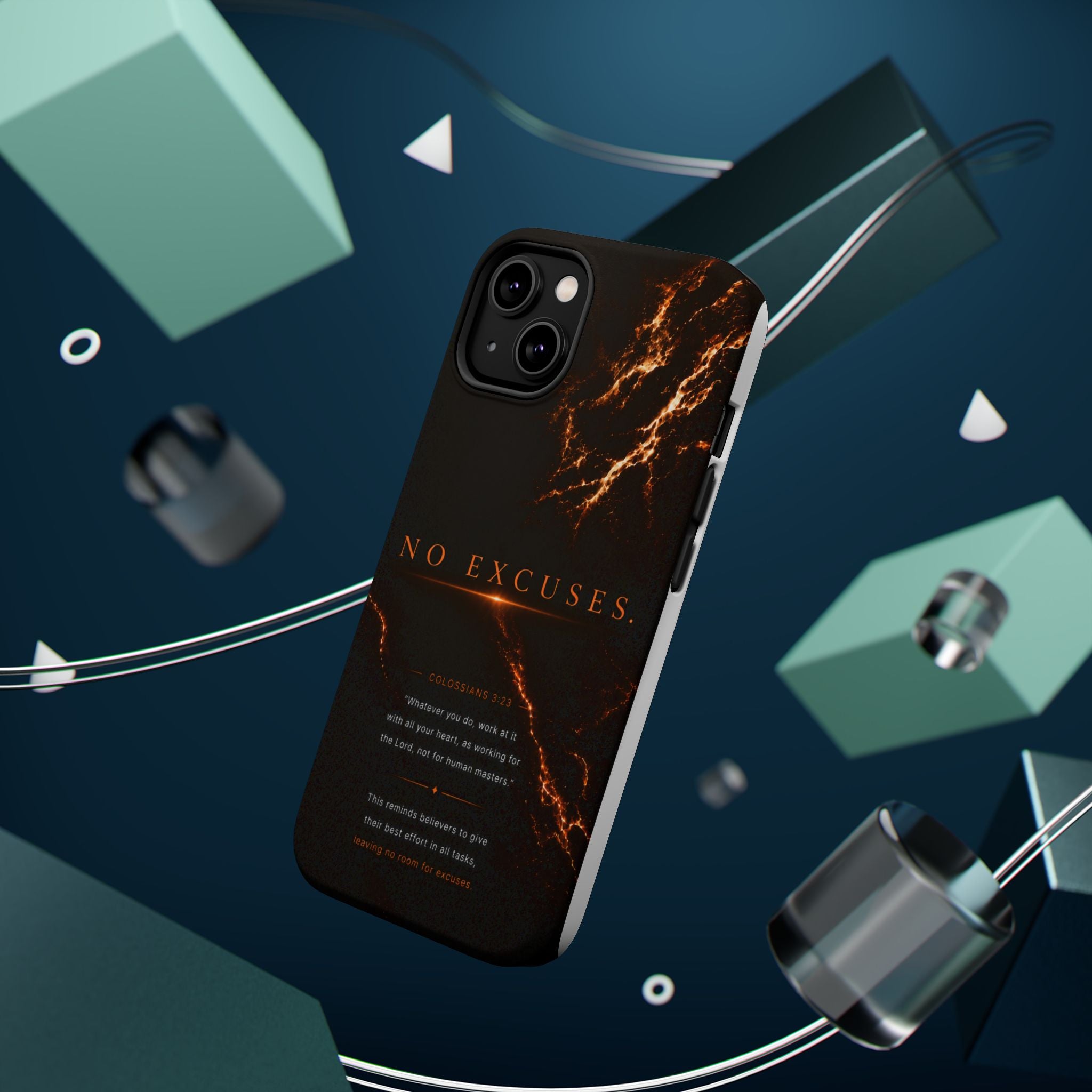 Phone Case for iPhone 17 / 16 / 15 / 14 Pro Max – Discipline | Black Marble Orange | MagSafe Compatible