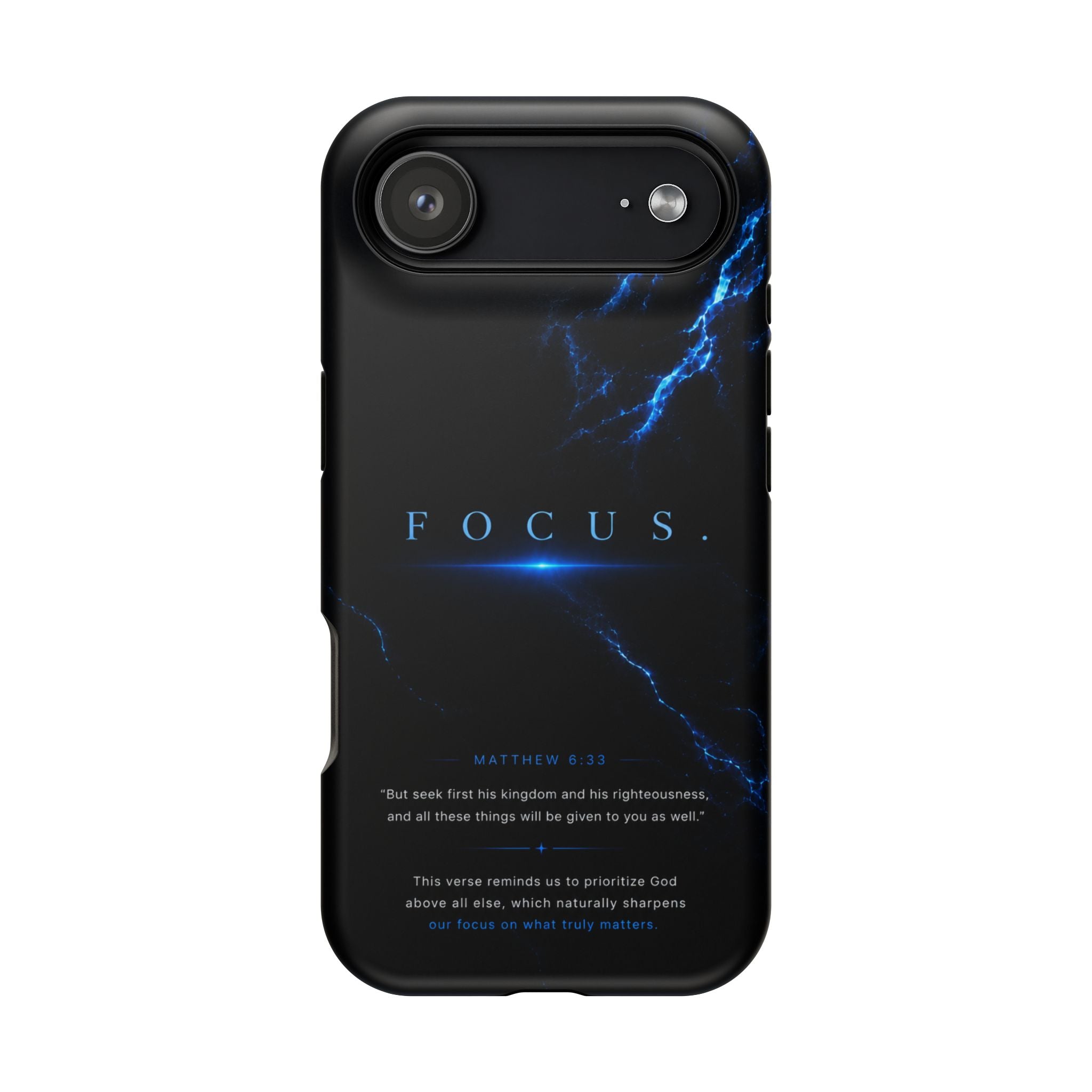 Phone Case for iPhone 17 / 16 / 15 / 14 Pro Max – Discipline | Black Marble Deep Blue | MagSafe Compatible