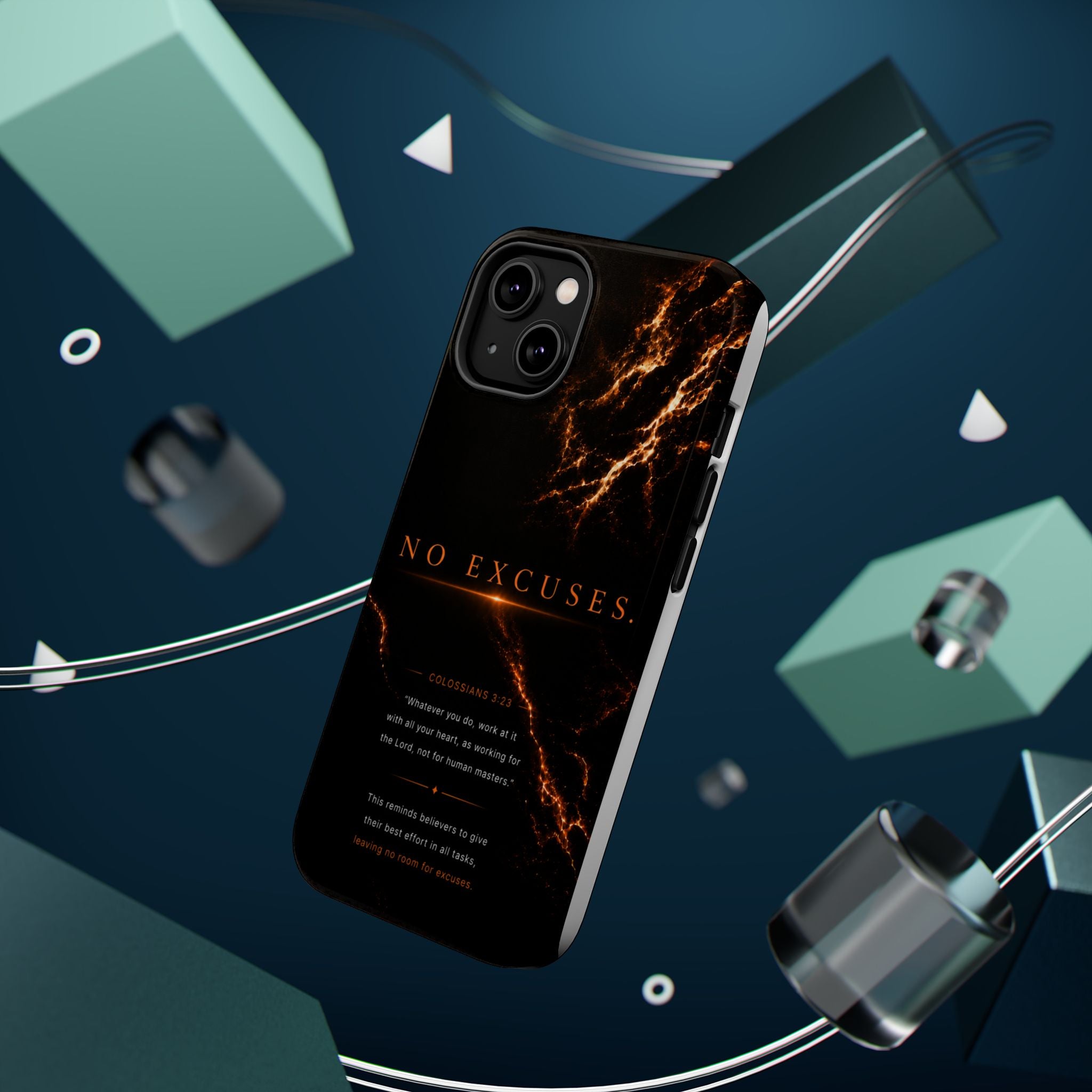 Phone Case for iPhone 17 / 16 / 15 / 14 Pro Max – Discipline | Black Marble Orange | MagSafe Compatible