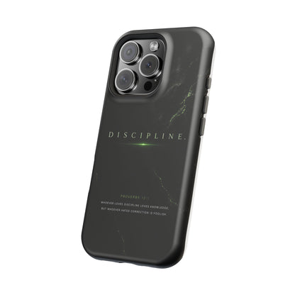 Phone Case for iPhone 17 / 16 / 15 / 14 Pro Max – Discipline | Black Marble Emerald Green | MagSafe Compatible