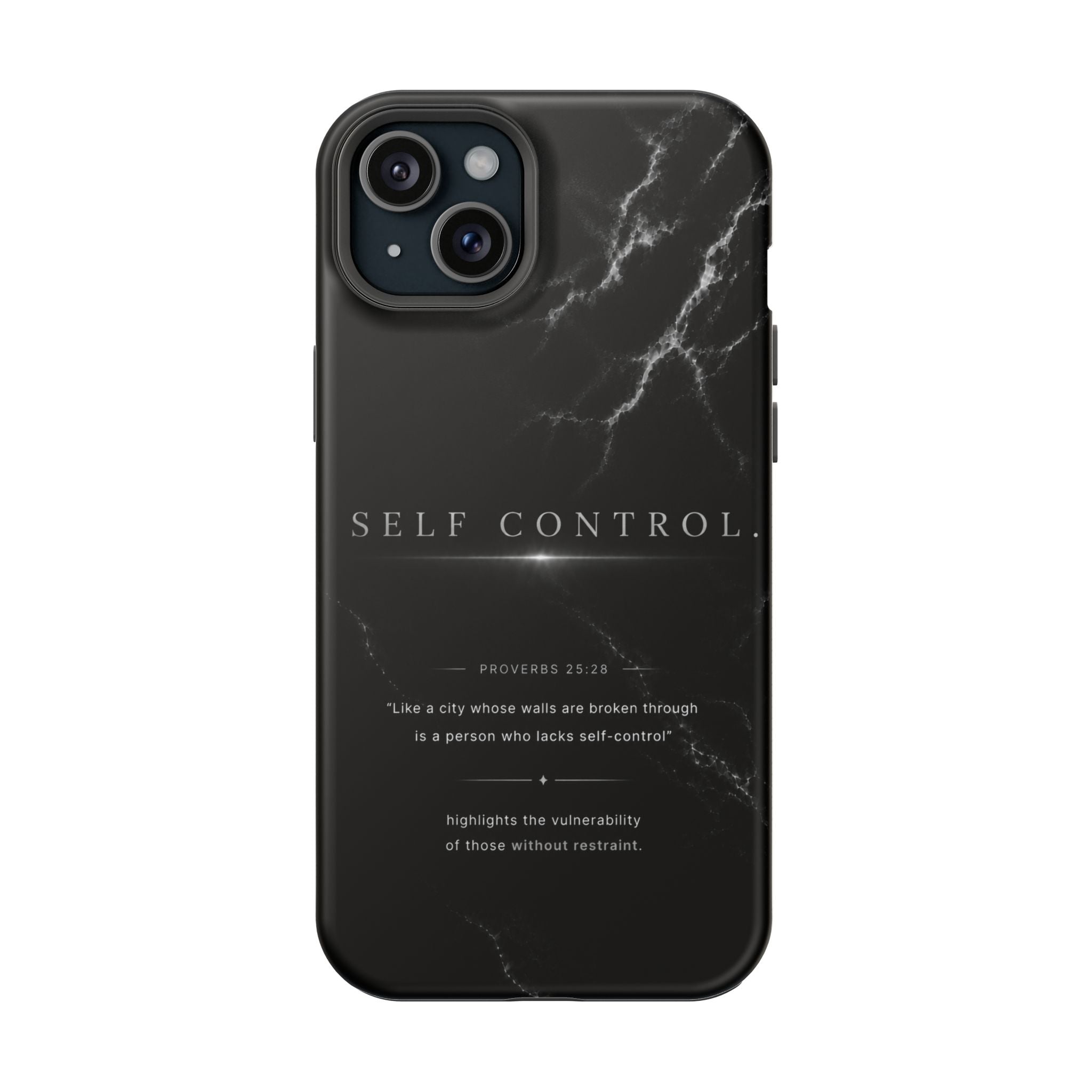 Phone Case for iPhone 17 / 16 / 15 / 14 Pro Max – Discipline | Black Marble Monochrome | MagSafe Compatible