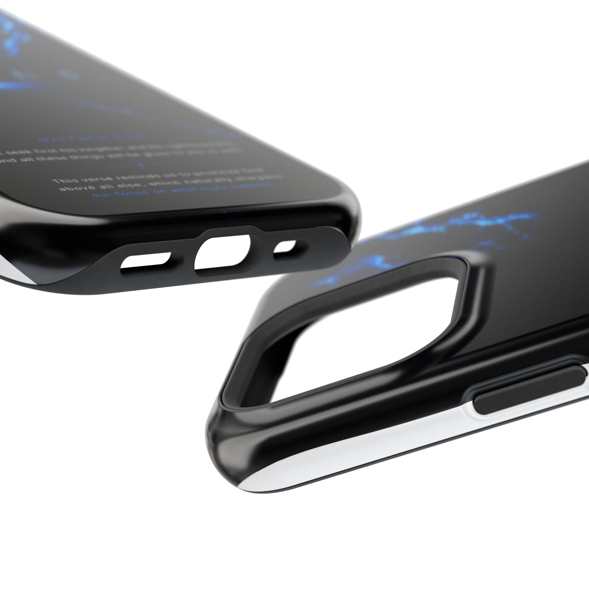 Phone Case for iPhone 17 / 16 / 15 / 14 Pro Max – Discipline | Black Marble Deep Blue | MagSafe Compatible