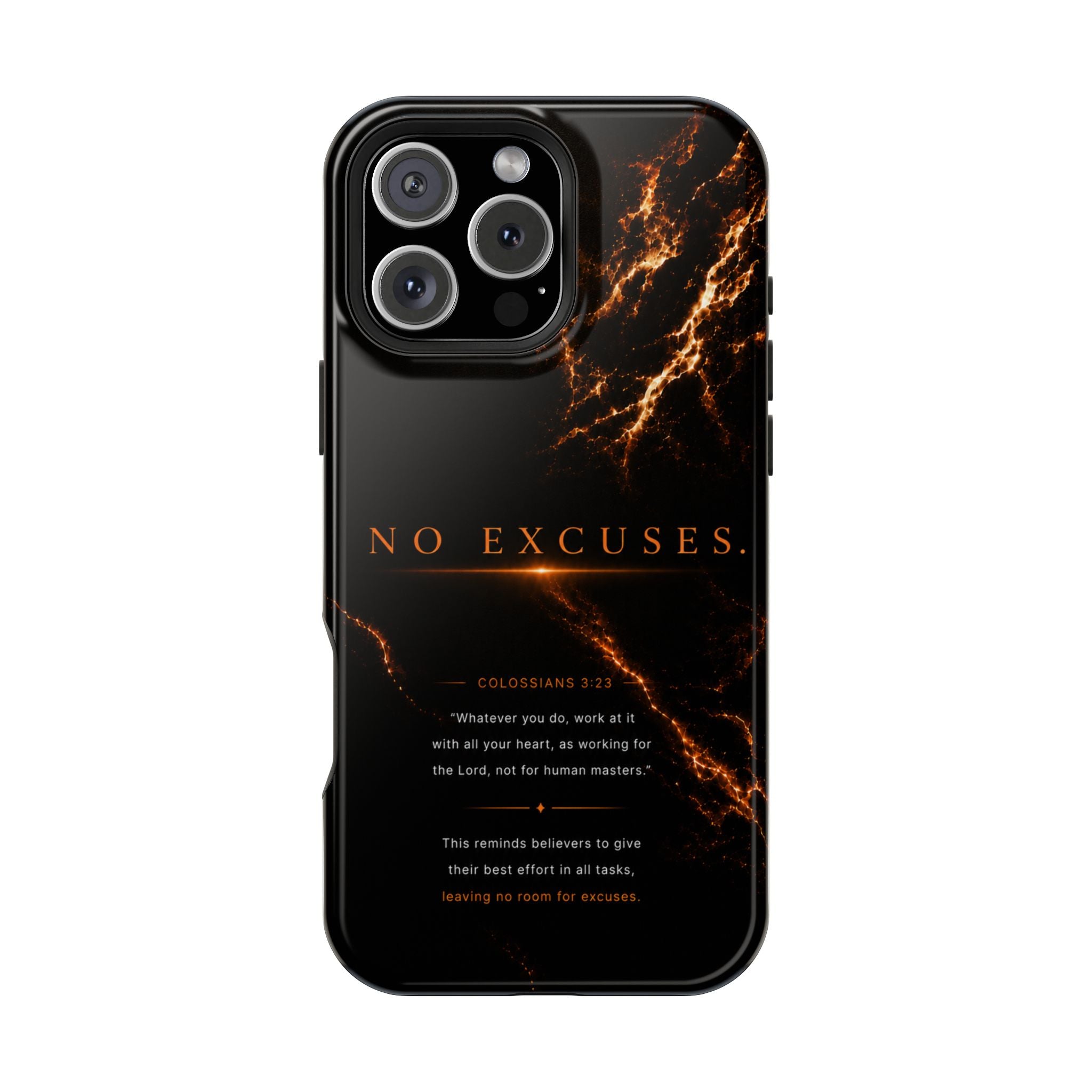 Phone Case for iPhone 17 / 16 / 15 / 14 Pro Max – Discipline | Black Marble Orange | MagSafe Compatible