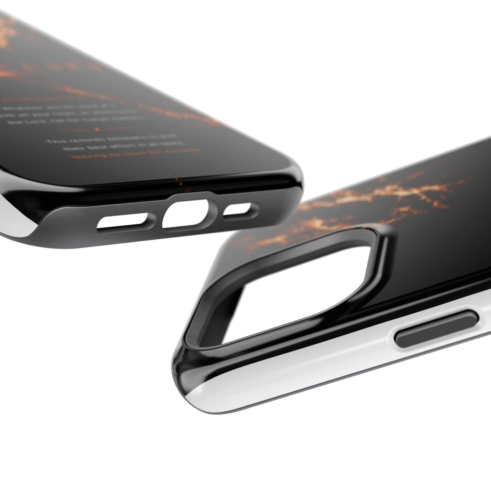 Phone Case for iPhone 17 / 16 / 15 / 14 Pro Max – Discipline | Black Marble Orange | MagSafe Compatible