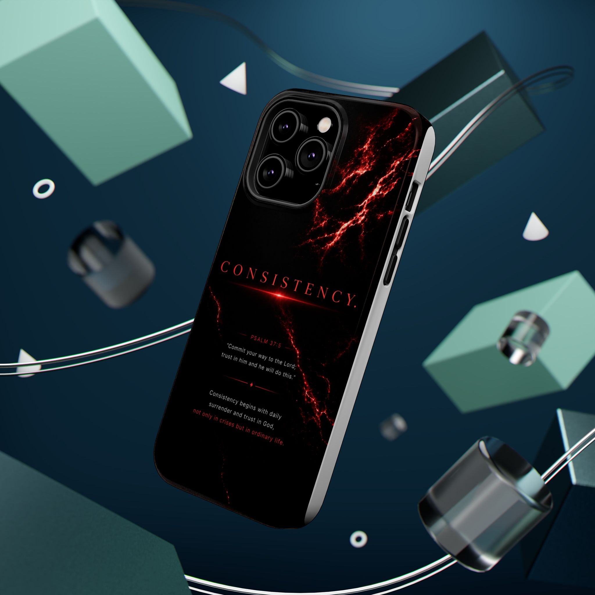 Phone Case for iPhone 17 / 16 / 15 / 14 Pro Max – Discipline | Black Marble Dark Red | MagSafe Compatible