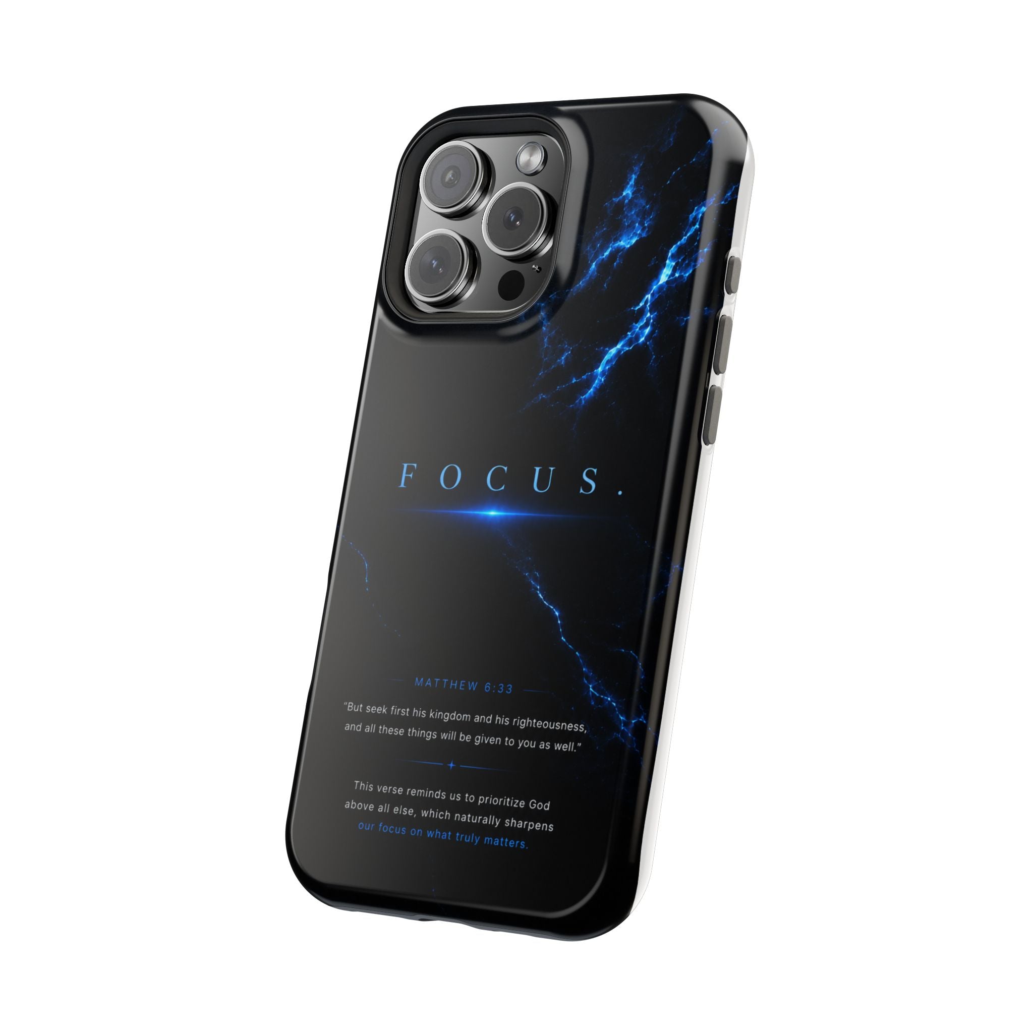 Phone Case for iPhone 17 / 16 / 15 / 14 Pro Max – Discipline | Black Marble Deep Blue | MagSafe Compatible
