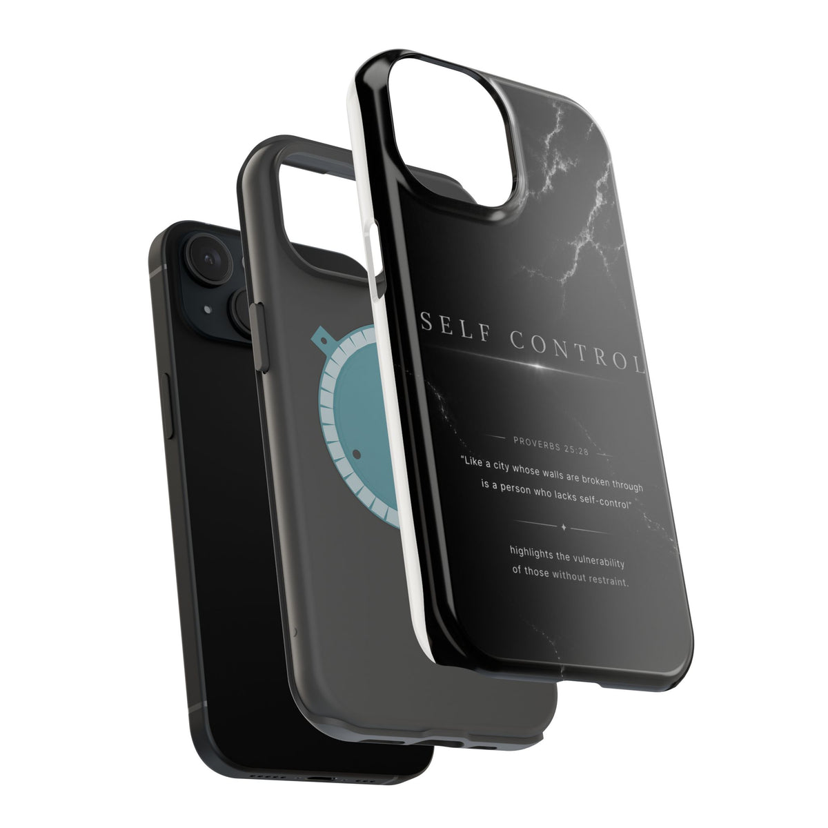 Phone Case for iPhone 17 / 16 / 15 / 14 Pro Max – Discipline | Black Marble Monochrome | MagSafe Compatible