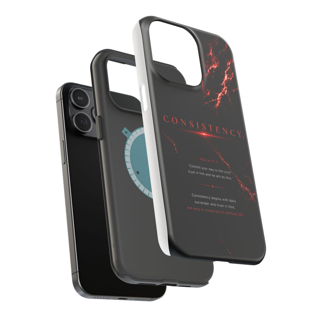Phone Case for iPhone 17 / 16 / 15 / 14 Pro Max – Discipline | Black Marble Dark Red | MagSafe Compatible