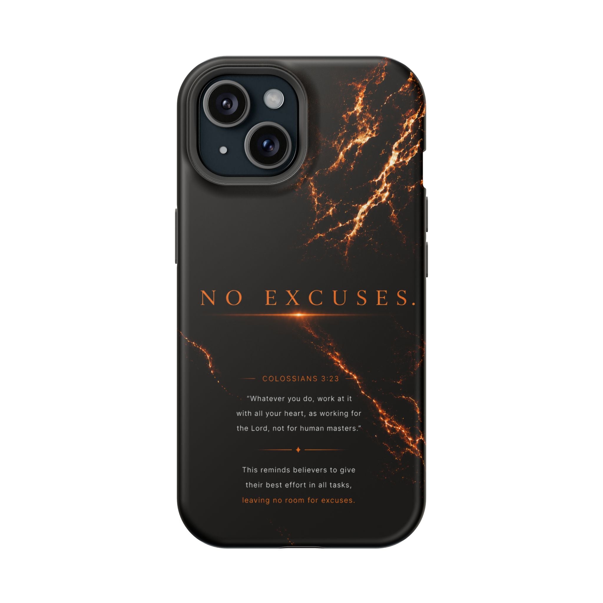 Phone Case for iPhone 17 / 16 / 15 / 14 Pro Max – Discipline | Black Marble Orange | MagSafe Compatible