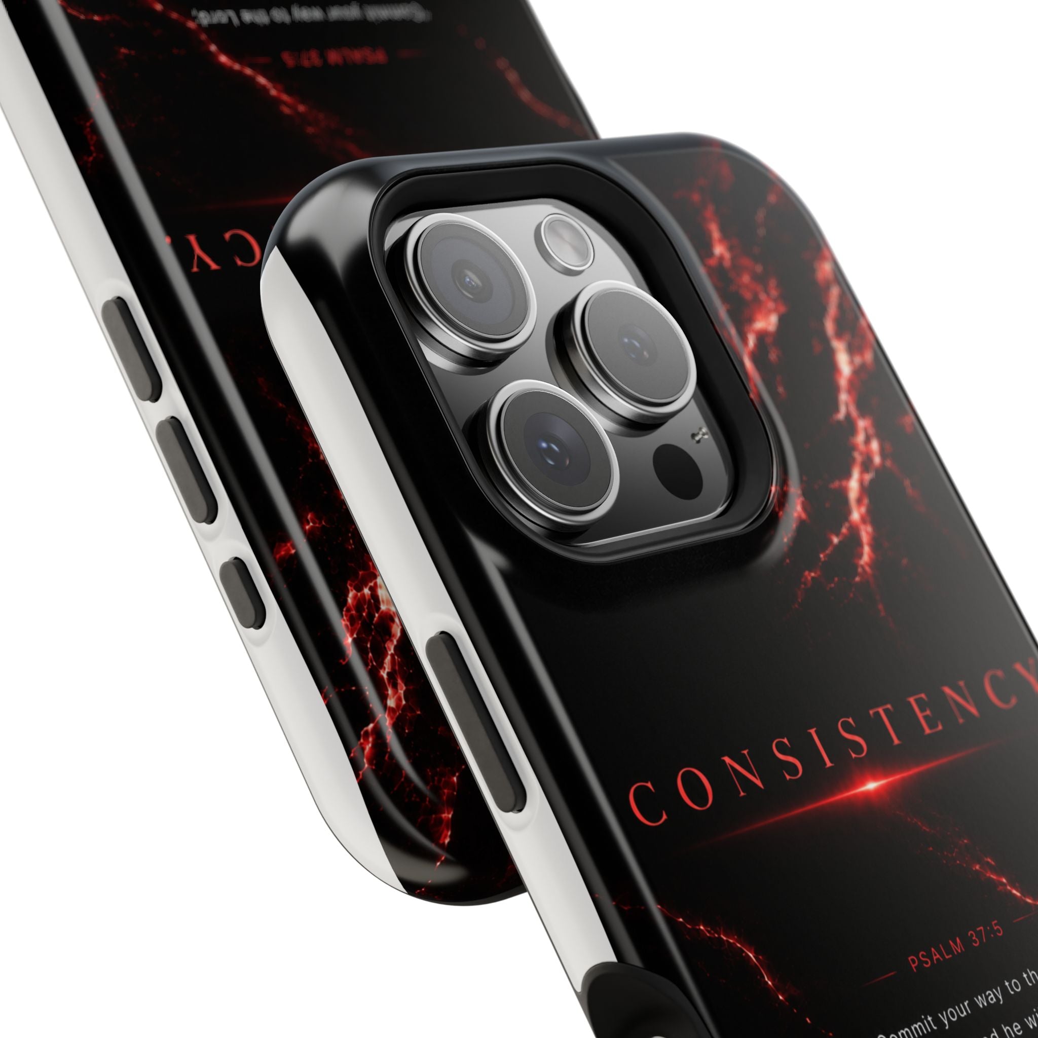 Phone Case for iPhone 17 / 16 / 15 / 14 Pro Max – Discipline | Black Marble Dark Red | MagSafe Compatible