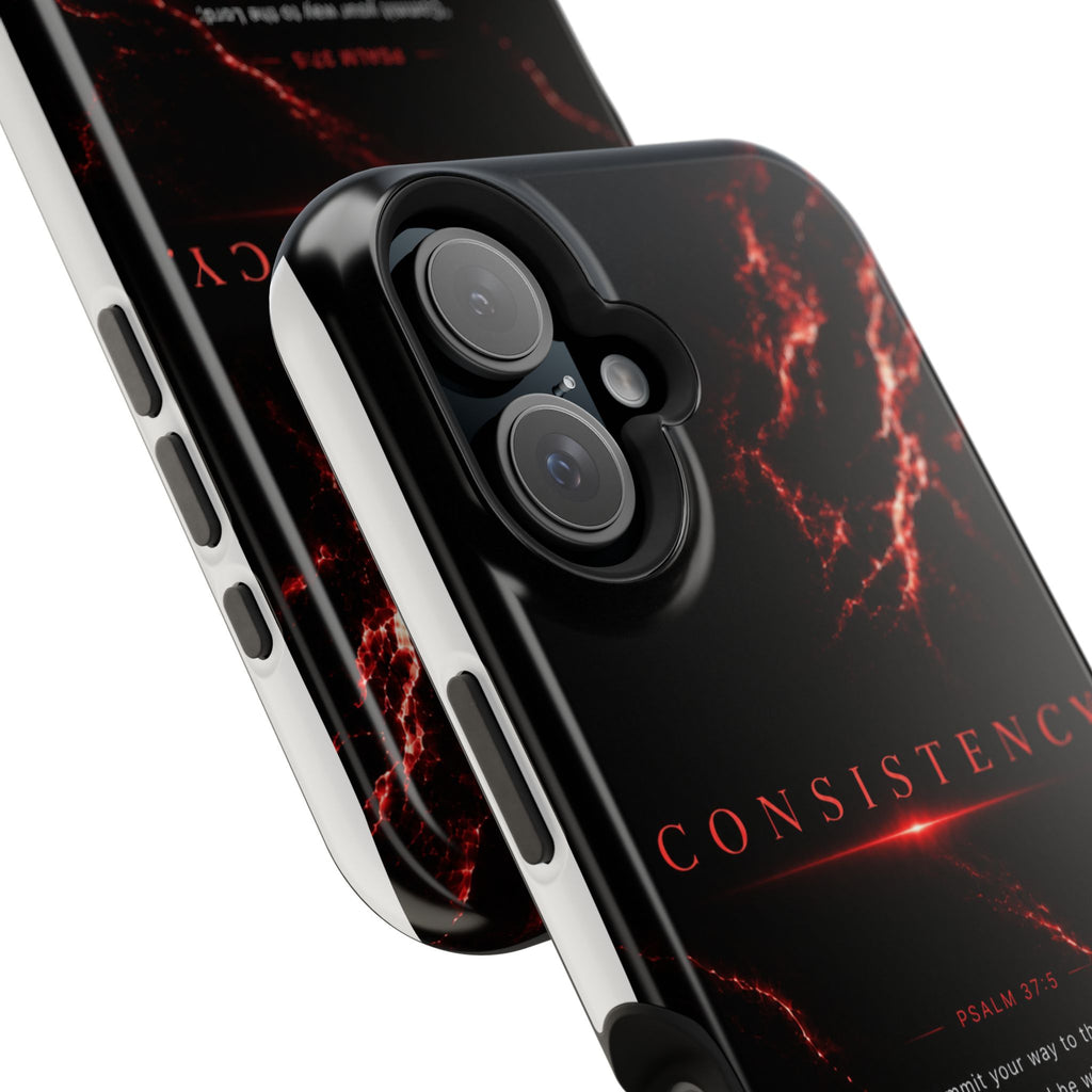 Phone Case for iPhone 17 / 16 / 15 / 14 Pro Max – Discipline | Black Marble Dark Red | MagSafe Compatible
