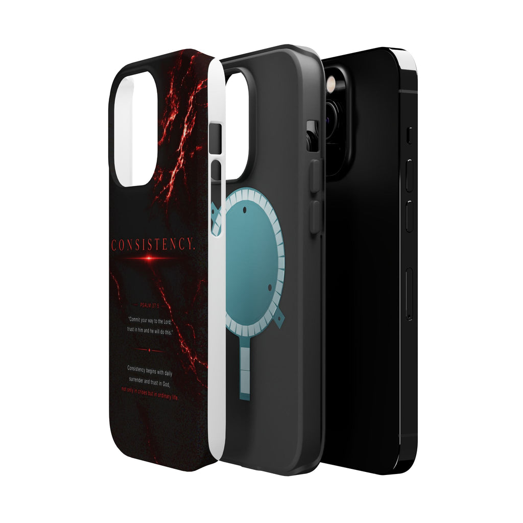 Phone Case for iPhone 17 / 16 / 15 / 14 Pro Max – Discipline | Black Marble Dark Red | MagSafe Compatible