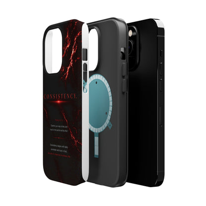 Phone Case for iPhone 17 / 16 / 15 / 14 Pro Max – Discipline | Black Marble Dark Red | MagSafe Compatible