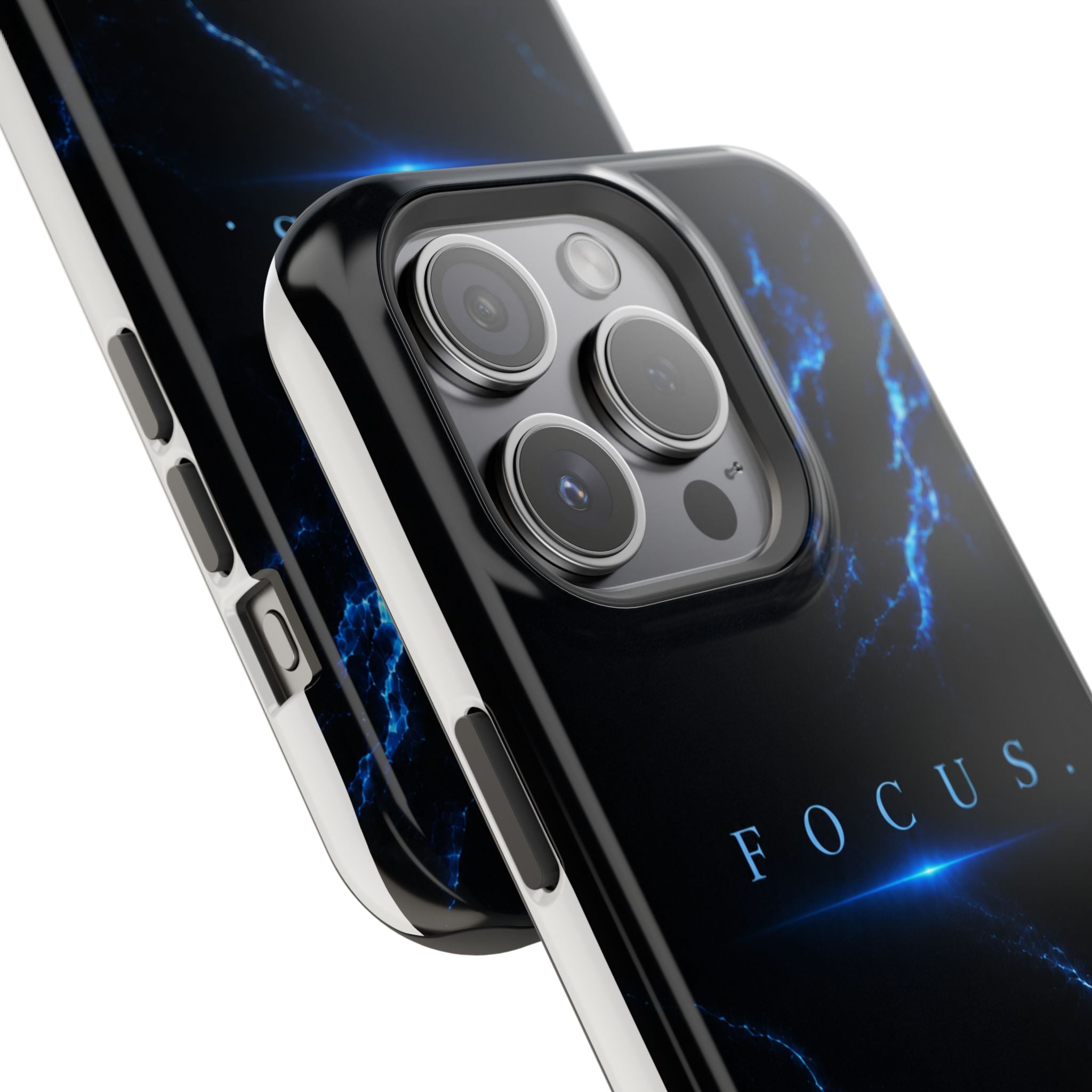 Phone Case for iPhone 17 / 16 / 15 / 14 Pro Max – Discipline | Black Marble Deep Blue | MagSafe Compatible