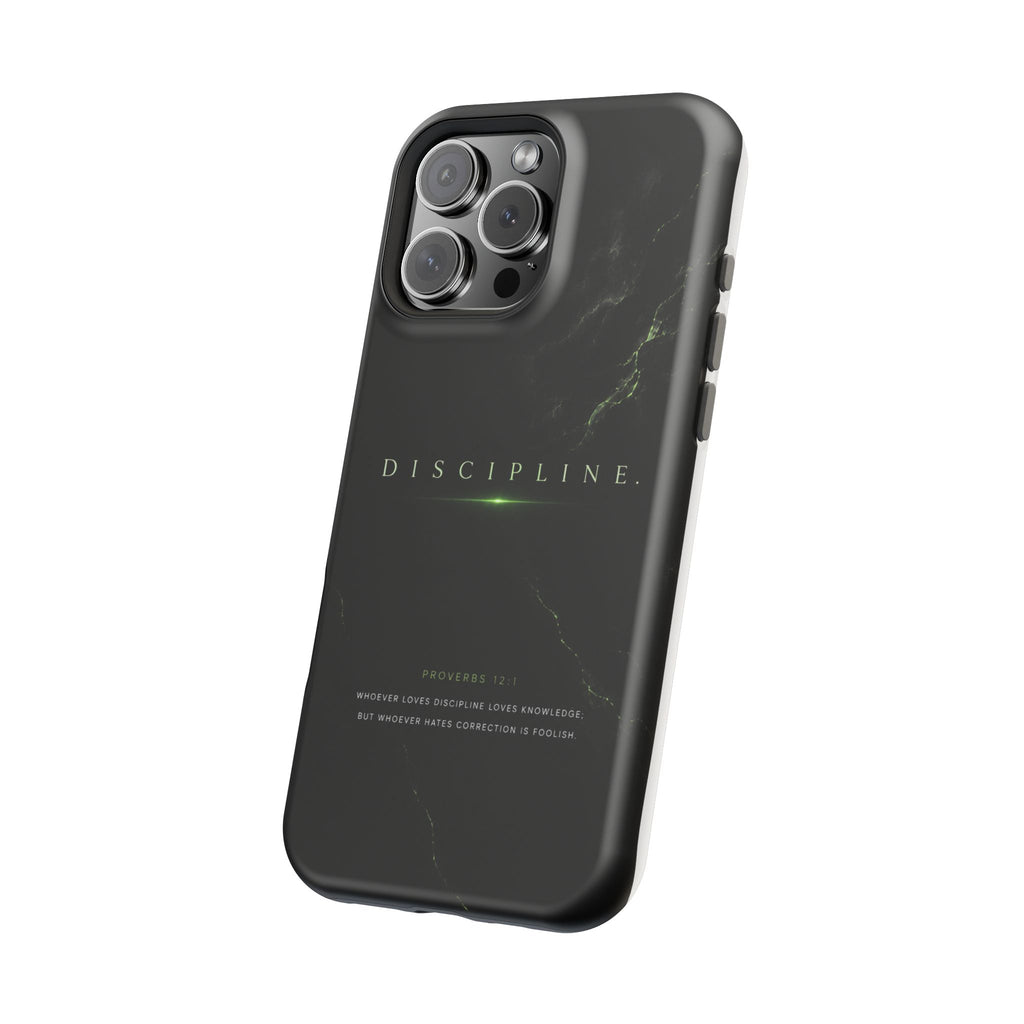 Phone Case for iPhone 17 / 16 / 15 / 14 Pro Max – Discipline | Black Marble Emerald Green | MagSafe Compatible
